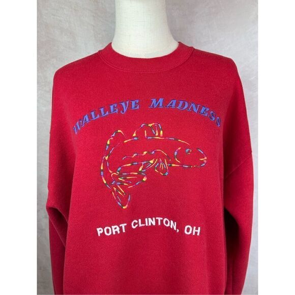 1990s Vintage Fishing Tournament Crewneck Walleye Madness Ohio - Picture 3 of 7